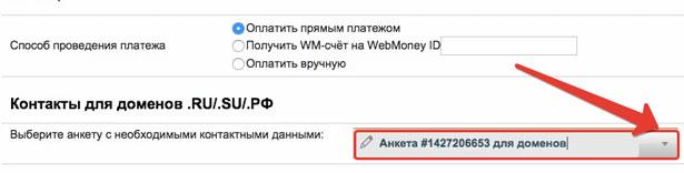 Анкета пользователя для покупки домена Создание анкеты на webnames