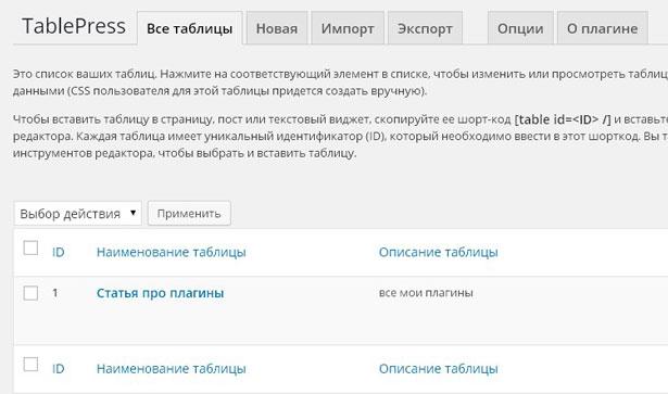 Создание таблиц в Вордпрессе Плагин для создания таблиц